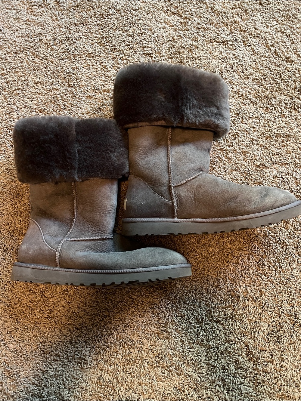 UGG Turn-Cuff Suede Ankle Boots - Gray